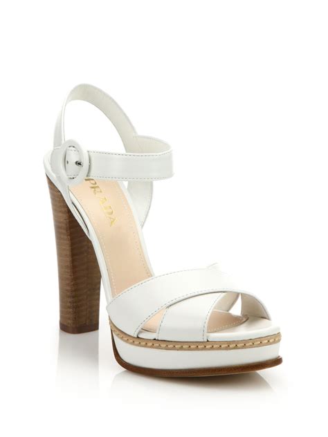 Prada white platform sandals